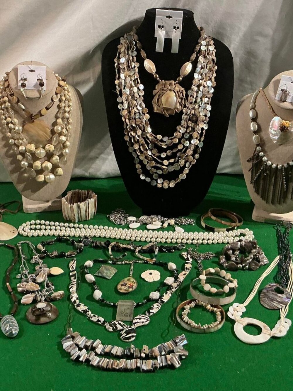 Boho Coastal Statement Jewelry Lot | Shell, Mother of Pearl, Lot